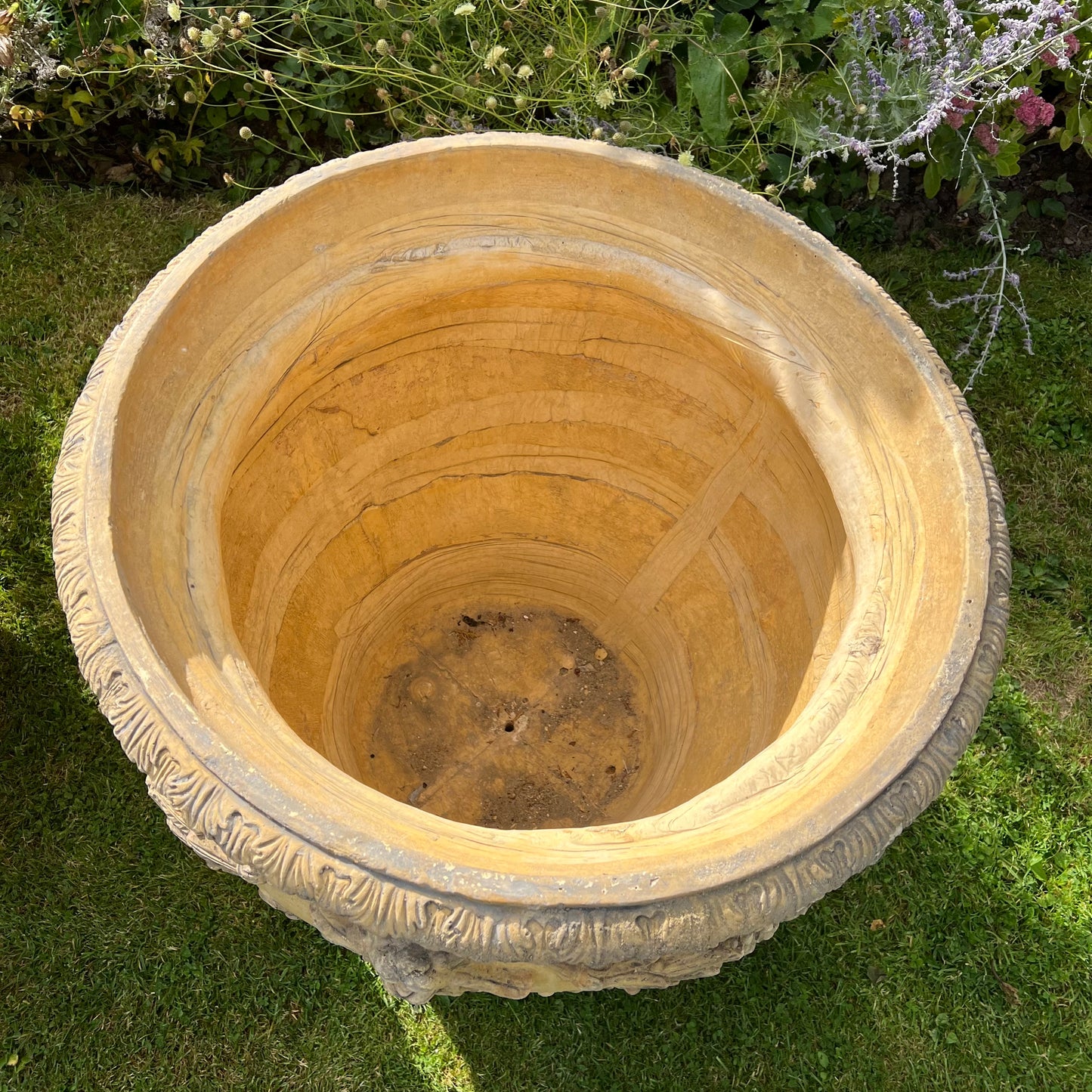 Pair of Huge Italianate Buff Terracotta Satyr Planters