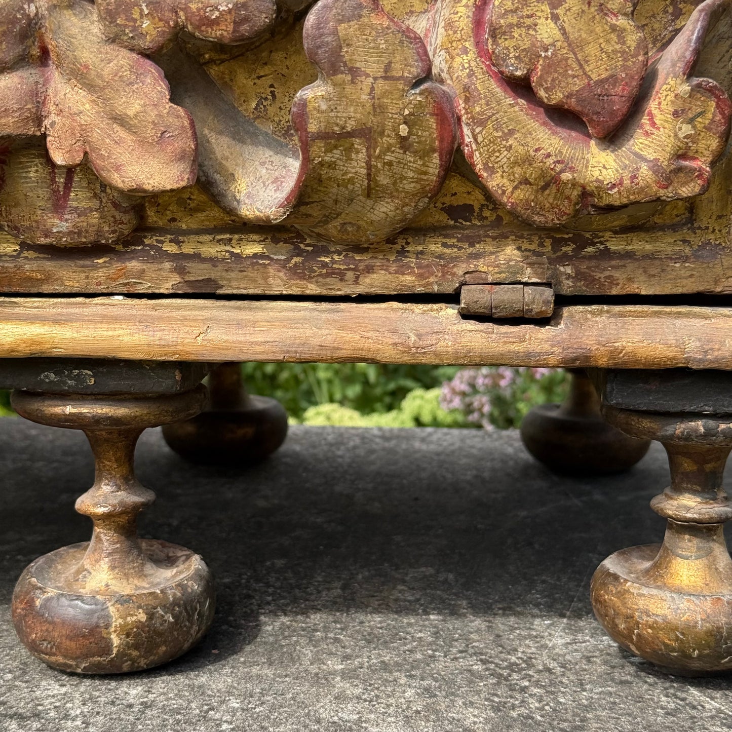 17th Century Italian Baroque Carved, Gilt & Polychrome Sarcophagus Form Reliquary Casket