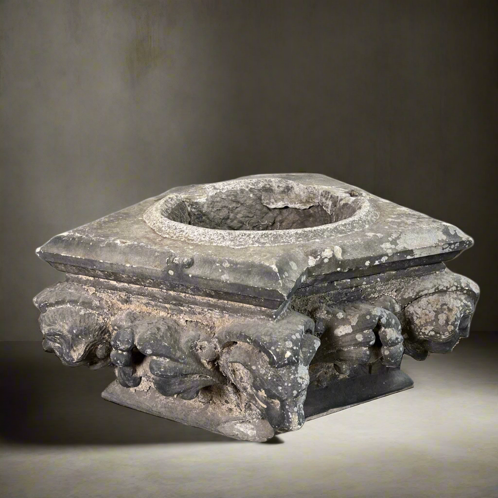 Monumental English Gothic Revival Sandstone Capital c.1850–1880
