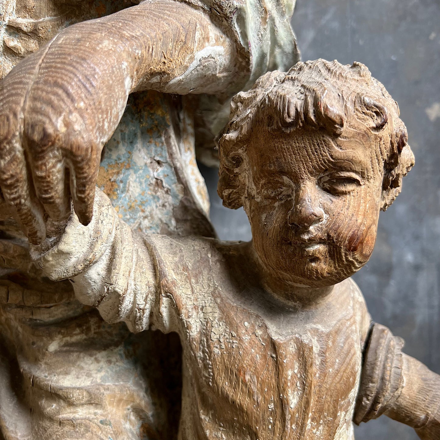 Italian Carved Oak Guardian Angel c.1650