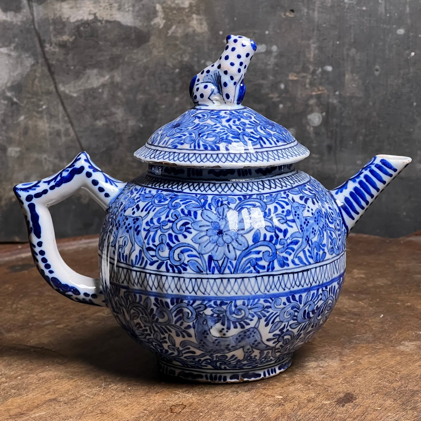 Early 18th-Century Delft Blue and White Teapot, Marked C B for Cornelis Brouwer, De Witte Ster, Delft, c.1725–1735