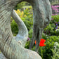 Pair of Meiji Style Bronze Garden Cranes with Fountain Spouts Mid 20th Century