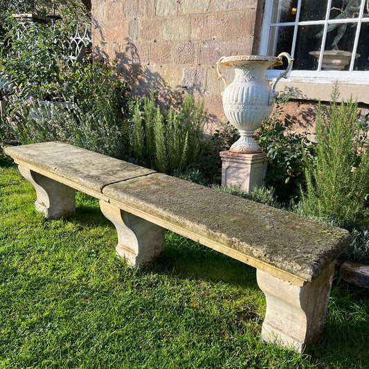 French Loire Valley Carved Stone Bench from Tudery Vineyard