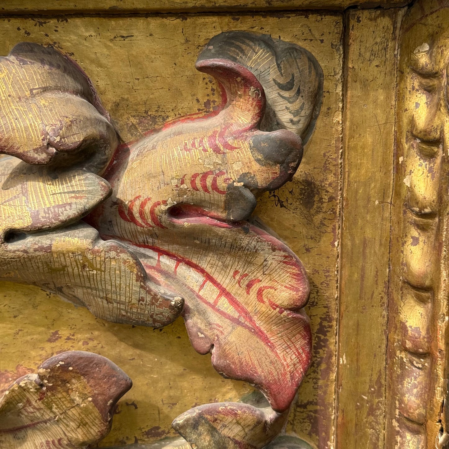 17th Century Italian Baroque Carved, Gilt & Polychrome Sarcophagus Form Reliquary Casket