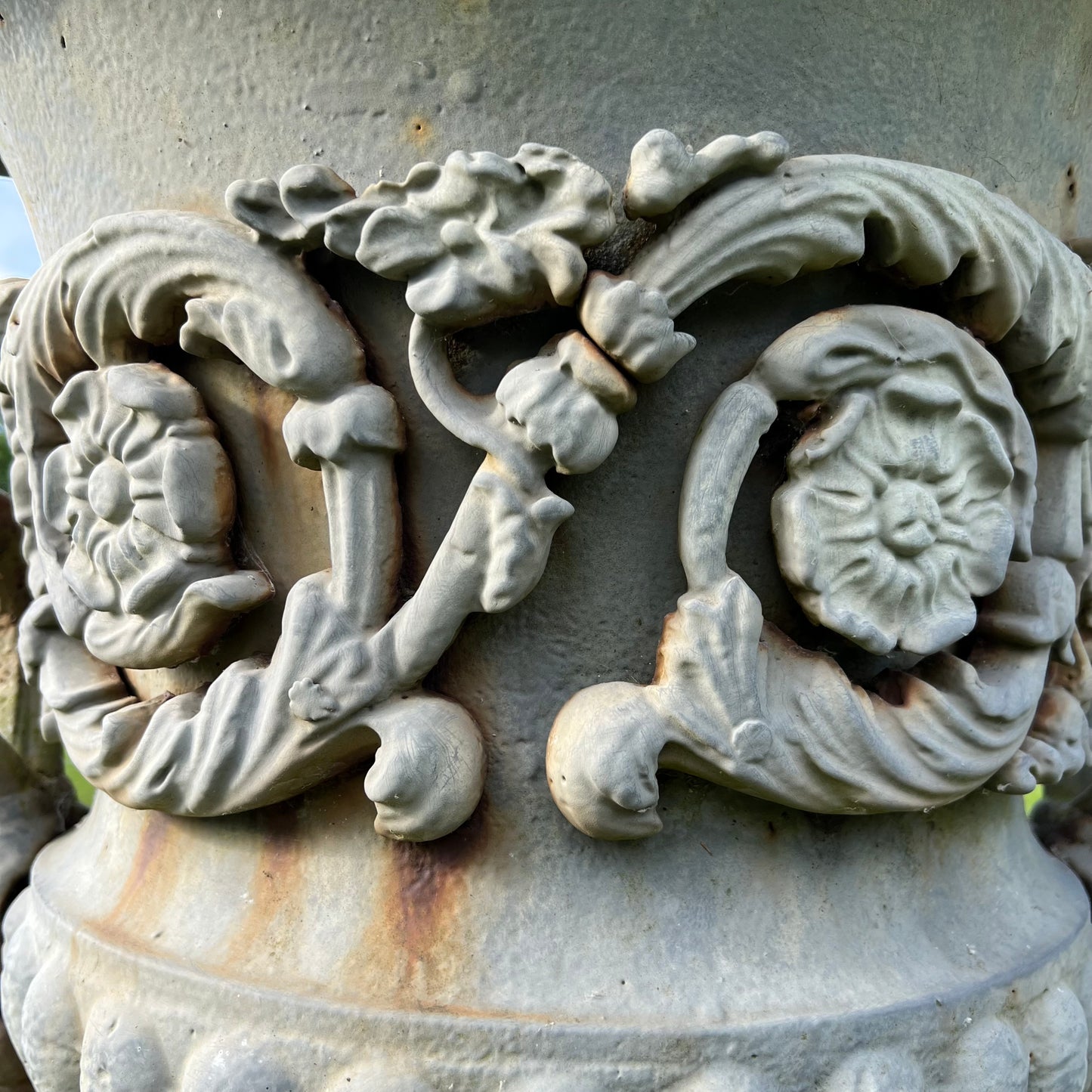 Exceptional Pair of English Campana Cast Iron Urns by Handyside Co. c.1870 with Plinths