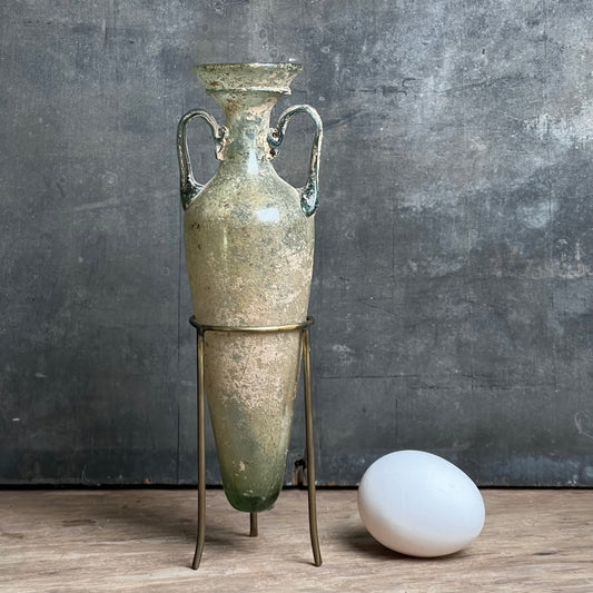 Pale Blue Green Glass Roman Amphora Bottle Circa 4th–5th century A.D.