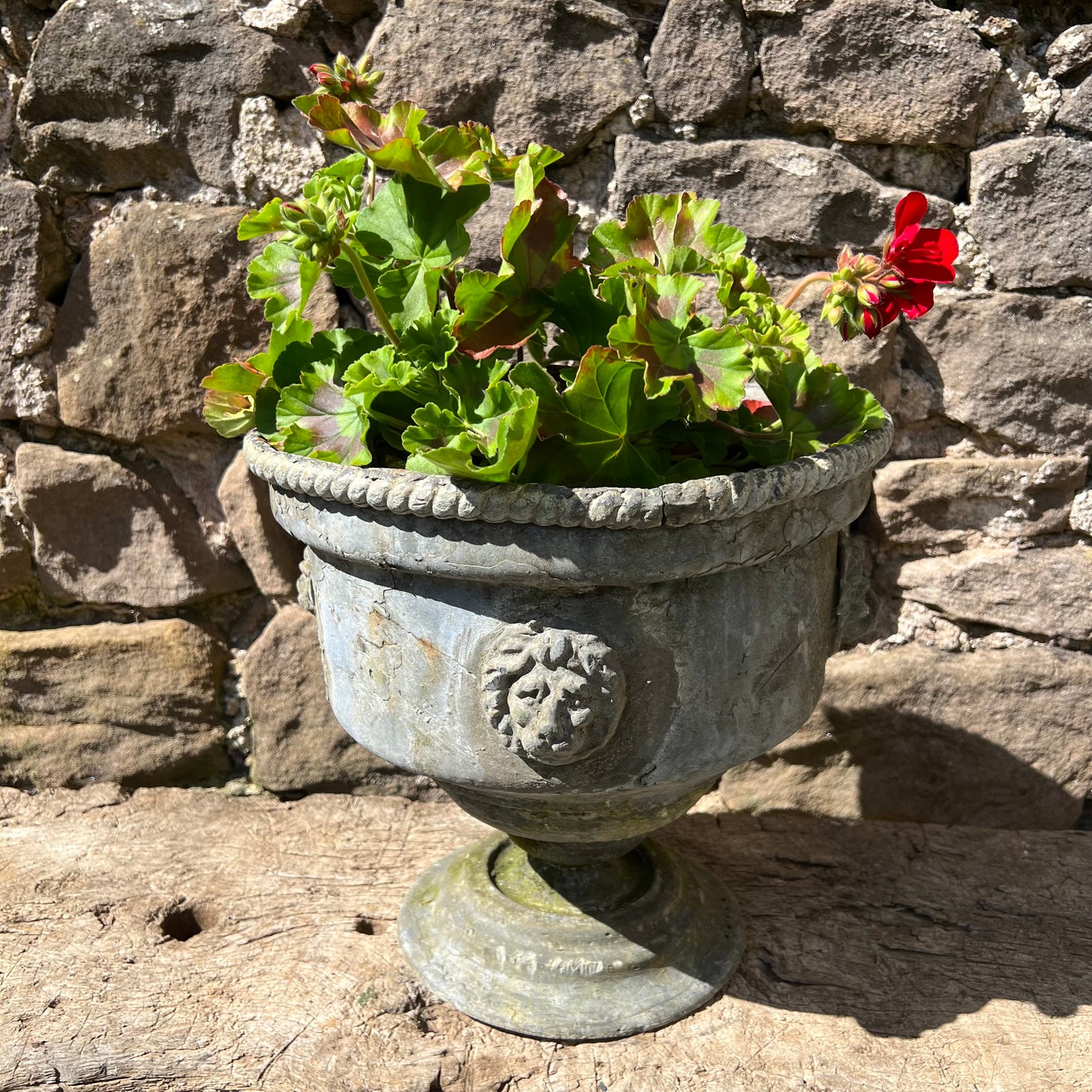 English Georgian Lead Planter with Lions Masks c.1820