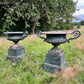 Pair of English Cast Iron Garden Urns with Plinths c.1870