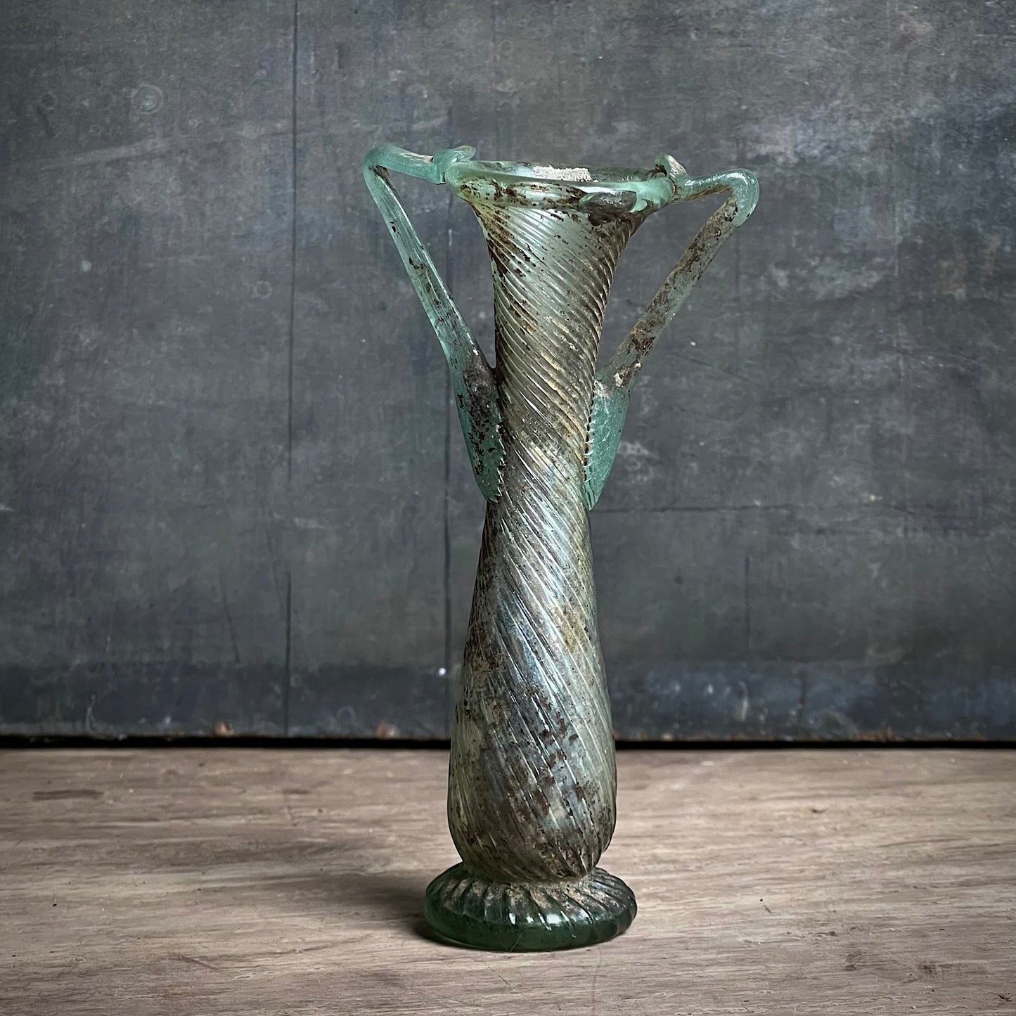 A Roman Green Glass Balsamarium c. 4th Century A.D.