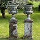 Exceptional Pair of English Campana Cast Iron Urns by Handyside Co. c.1870 with Plinths