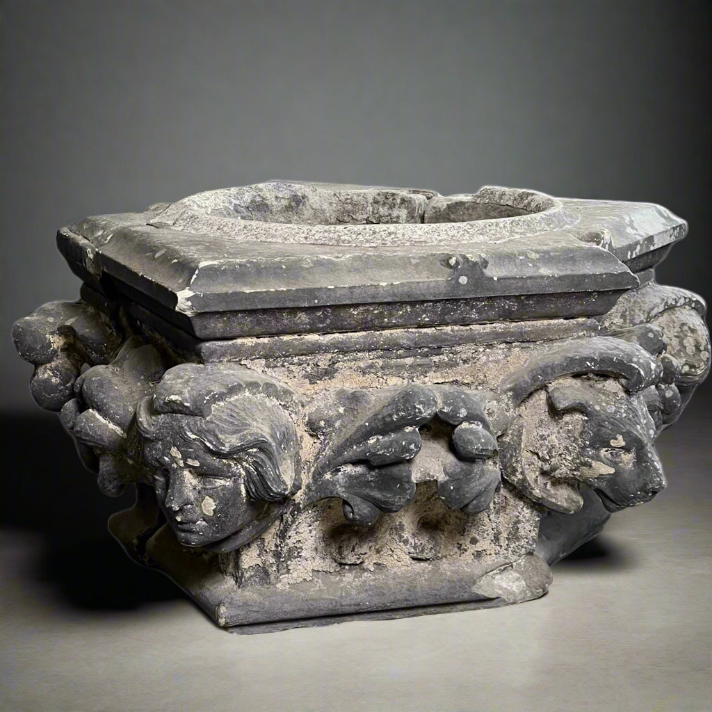 Monumental English Gothic Revival Sandstone Capital c.1850–1880