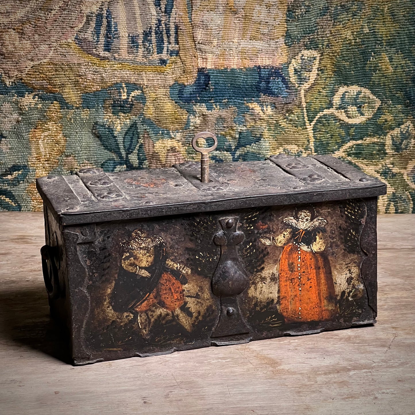 Renaissance Painted Iron Strong Box (Armoured Coffert) c.1580–1620, Nuremberg Southern Germany