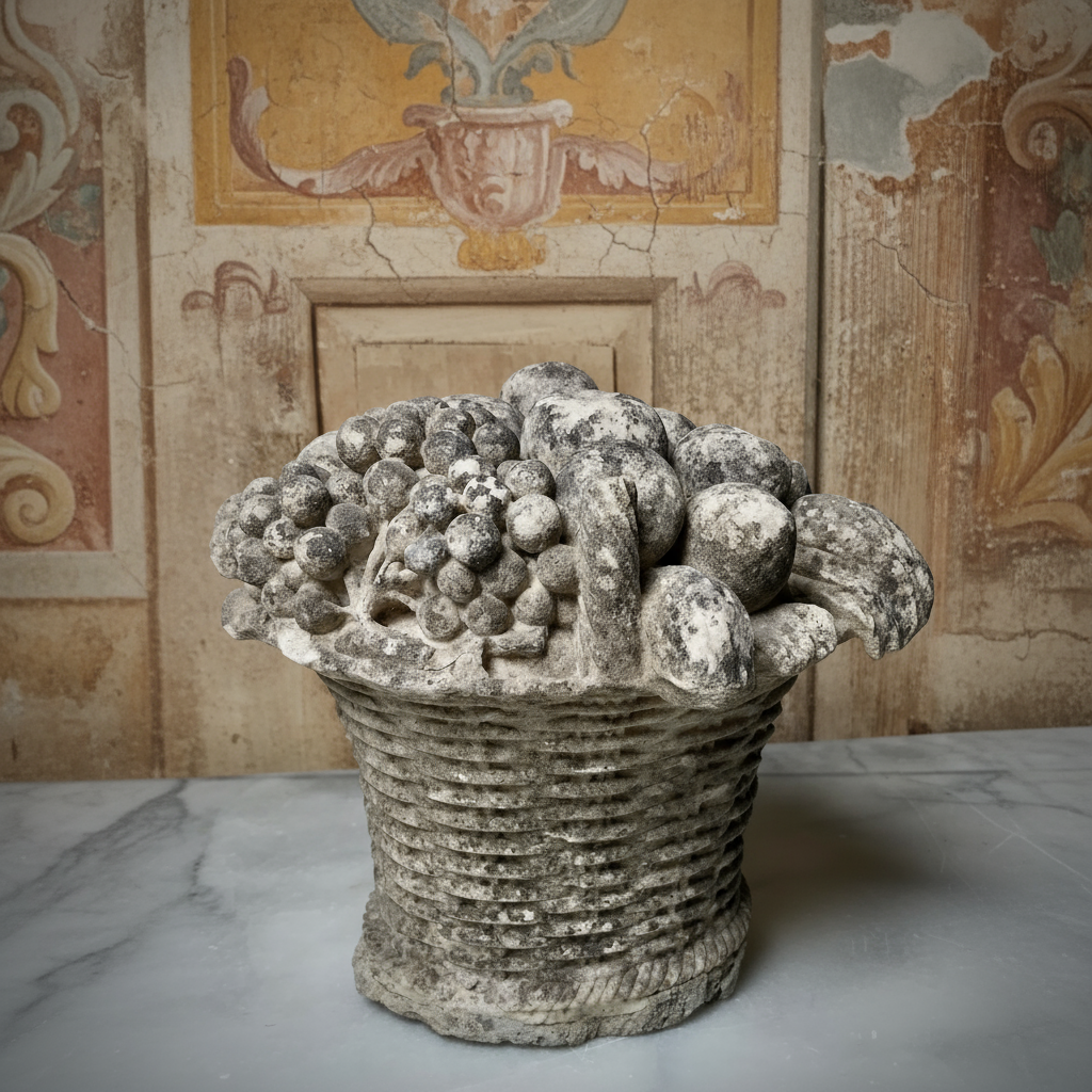 English Marble Basket of Fruits c.1750