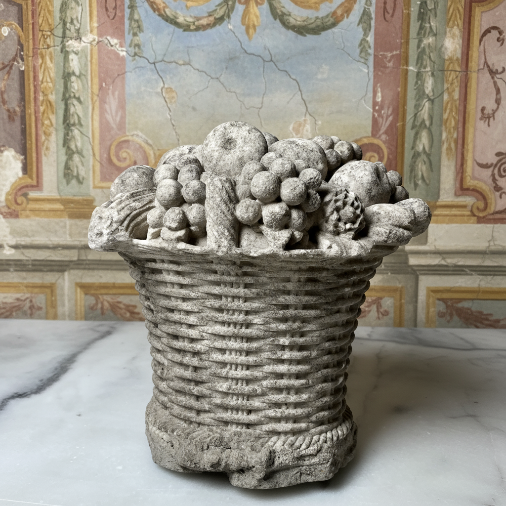 English Marble Basket of Fruits c.1750