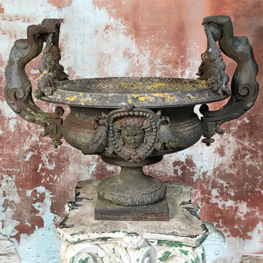 Pair of Grand Scale Cast Iron Urns