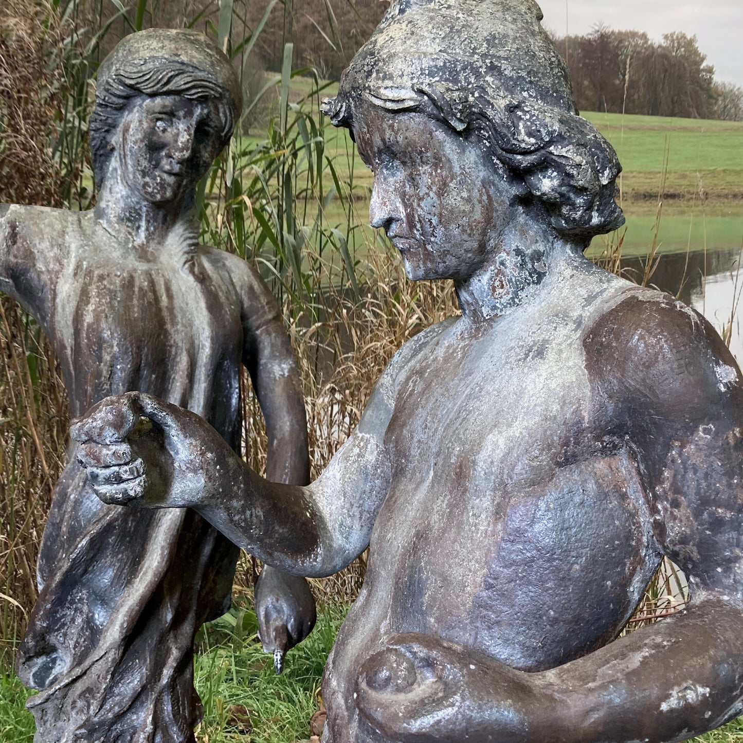 A Pair of French 19th Century Lead Liberty Figures