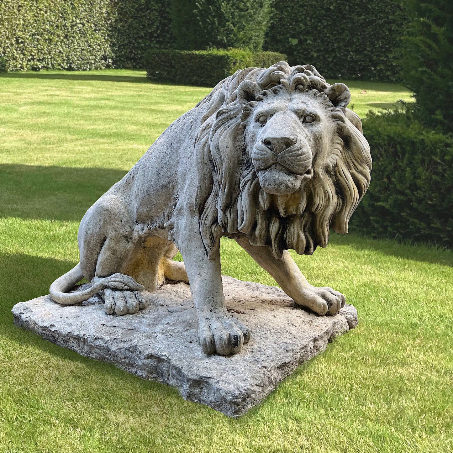 Monumental Pair of Lion Garden Statues