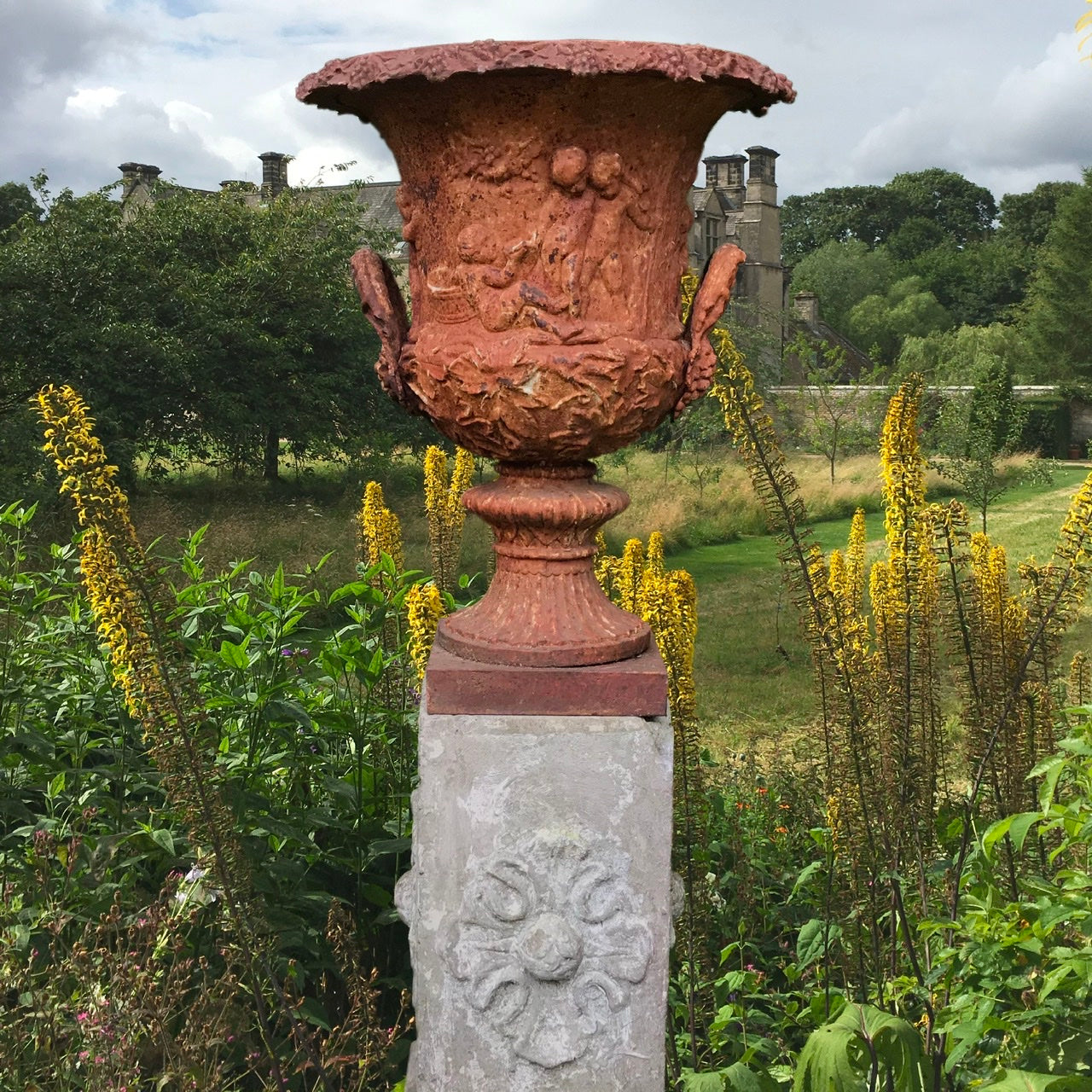 Rare Late 19th c. Handyside Garden Urn No.26 and Plinth