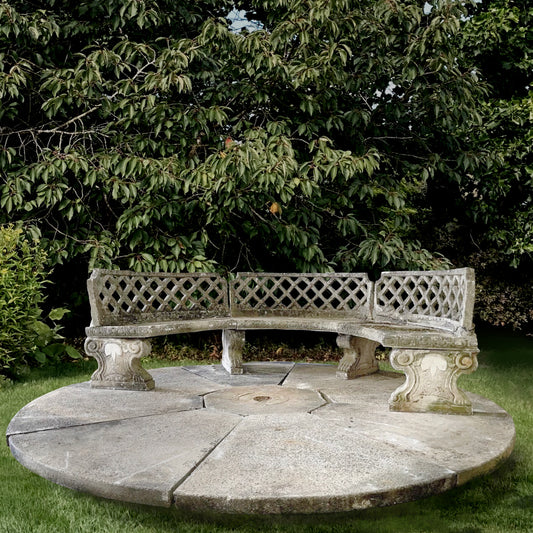 Circular French Lattice Work Garden Niche Furniture Set c.1920