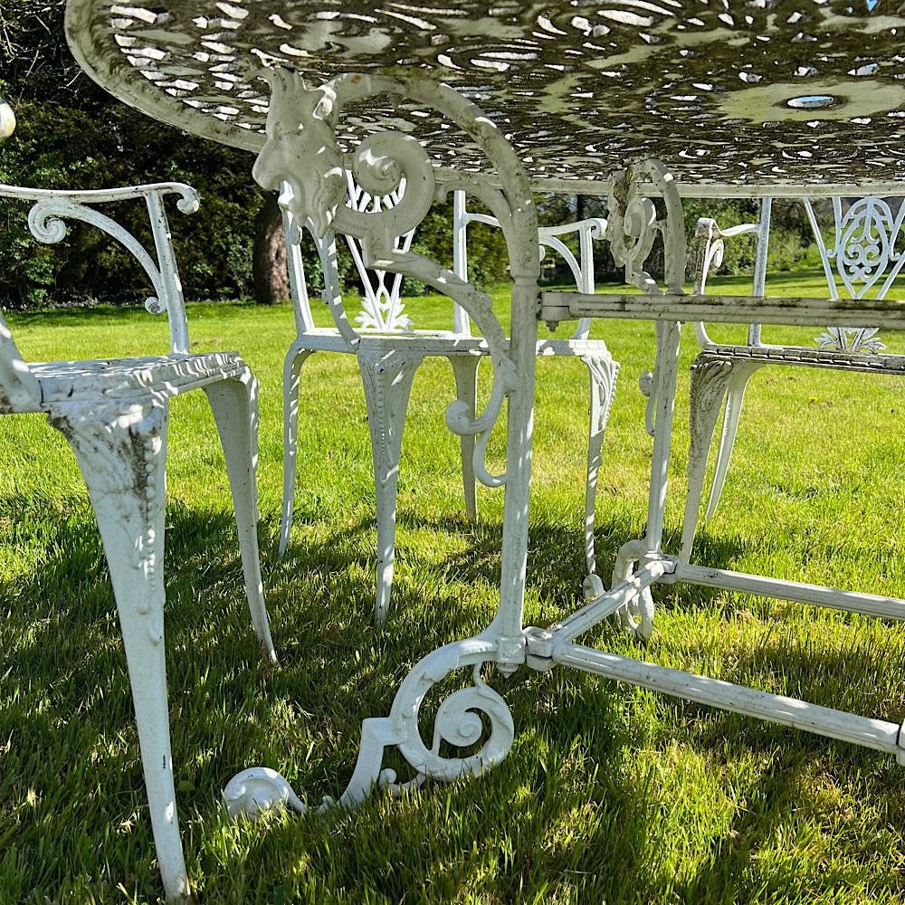 Victorian Round Garden Set with 6 Chairs in Aluminium, from Crowe Hall, Bath