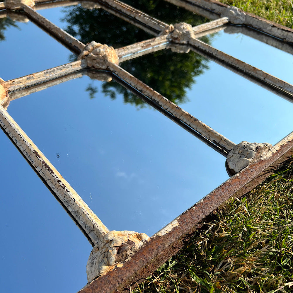 Cast Iron English Reclaimed Window Mirror c.1850