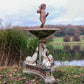 Cast Iron Putti And Dolphin Single Tier Fountain