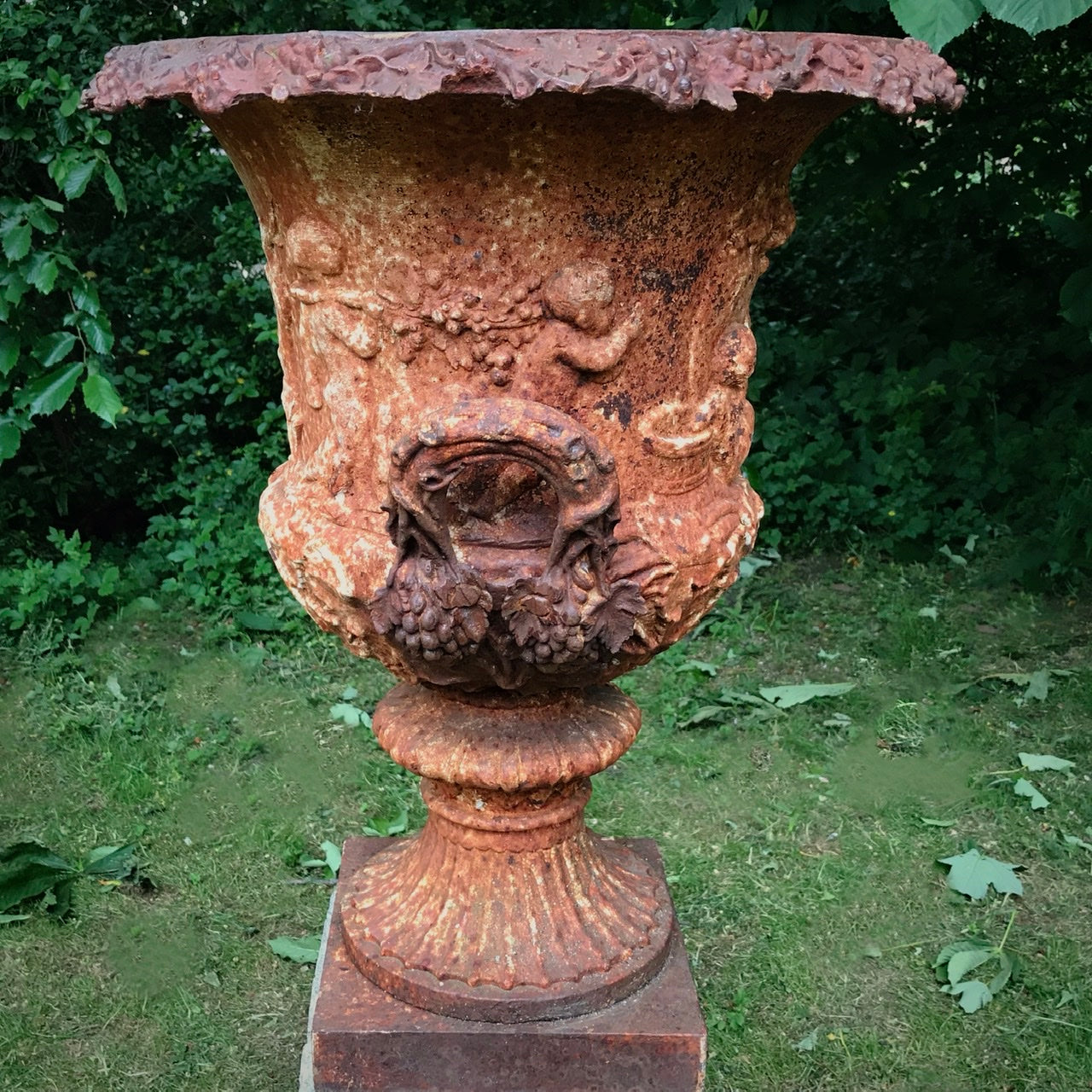 Rare Late 19th c. Handyside Garden Urn No.26 and Plinth