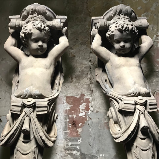 Pair of Cherub Caryatids