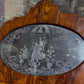English George II Figured Walnut Mirror with Etched Glass Panel Depicting Daphne c.1740