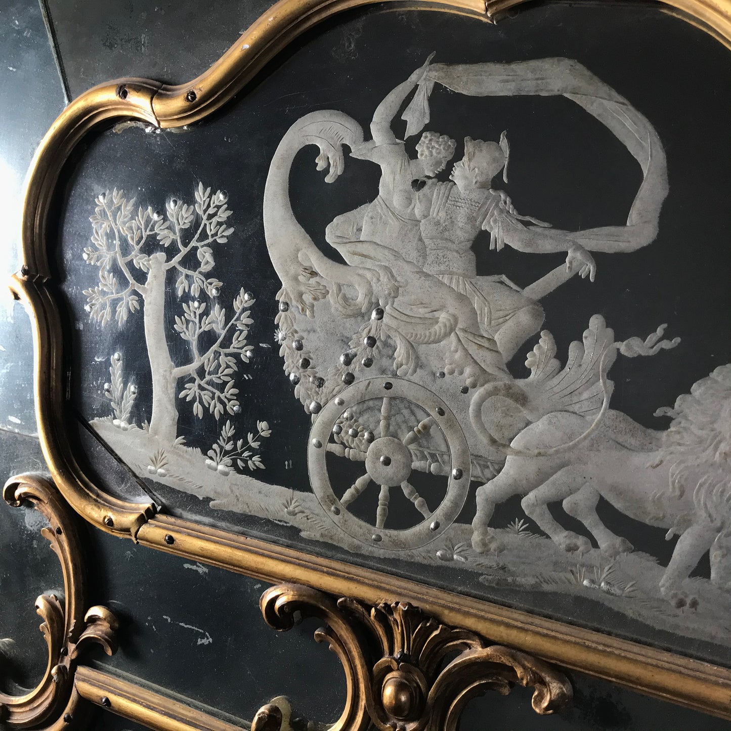 Venetian Murano Glass Engraved Sectional Mirror c.1780