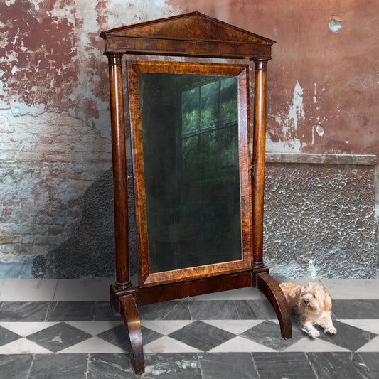 French Walnut Palladian Cheval Mirror c.1840
