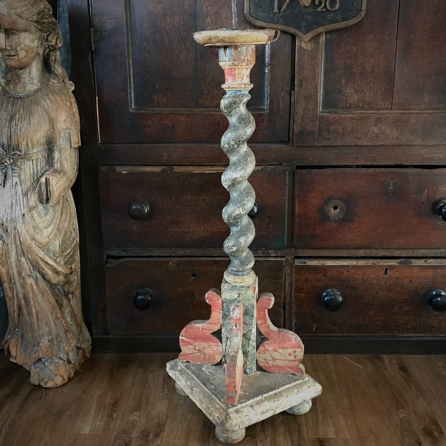 Large Italian Polychrome Candle-stand c.1750