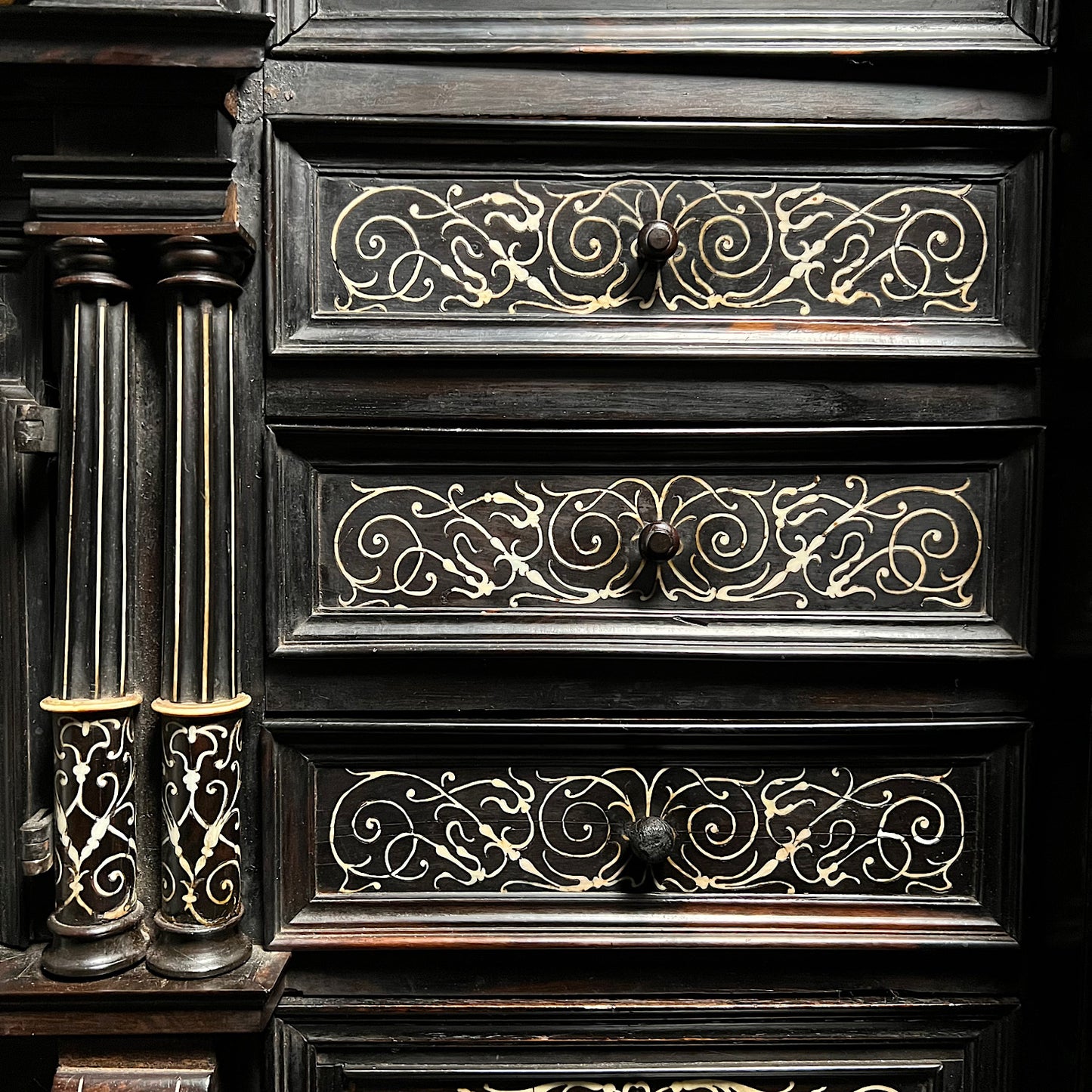 Italian Ebonised and Ivory Inlaid Cabinet on Stand c.1680