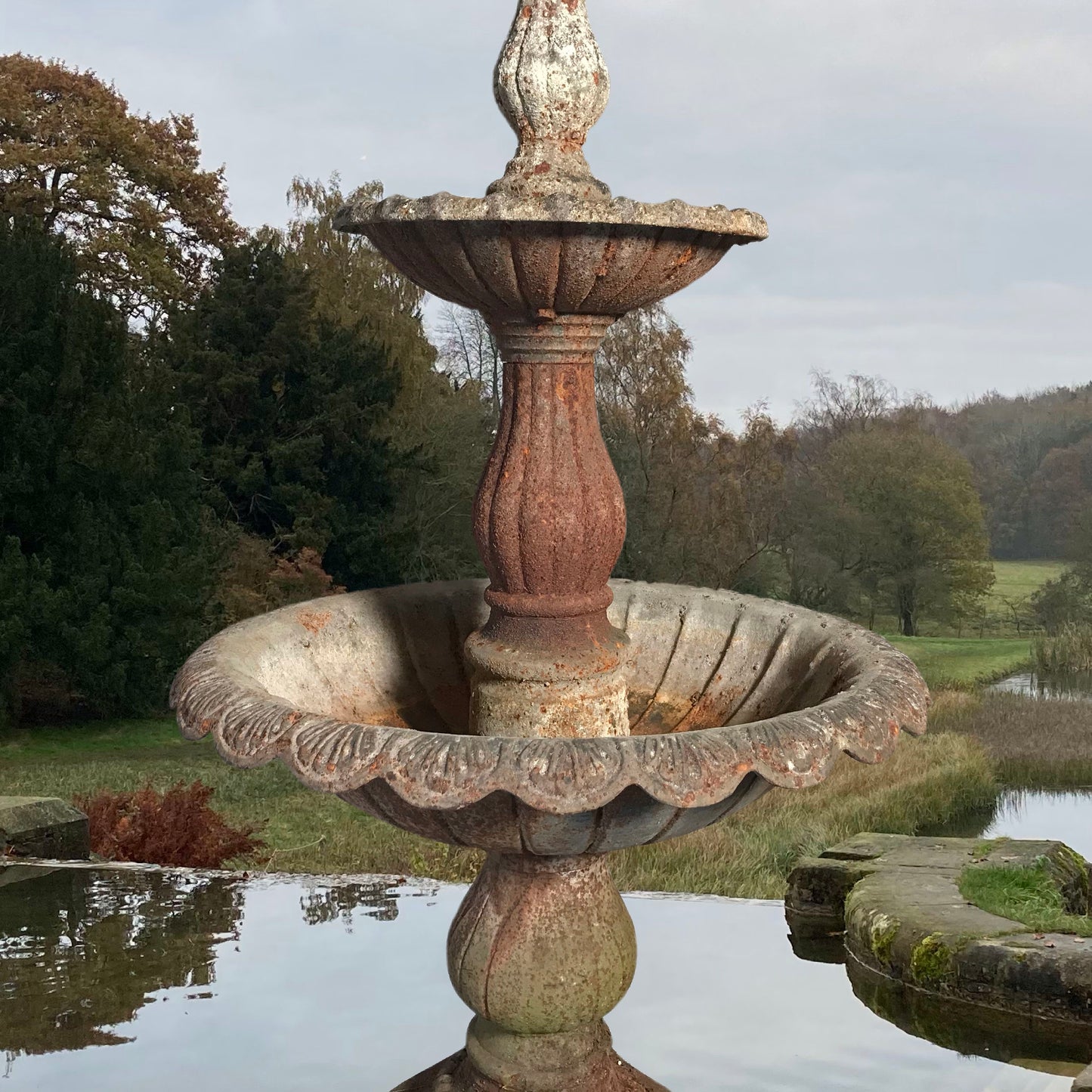 French Two-Tiered Cast Iron Fountain c.1860