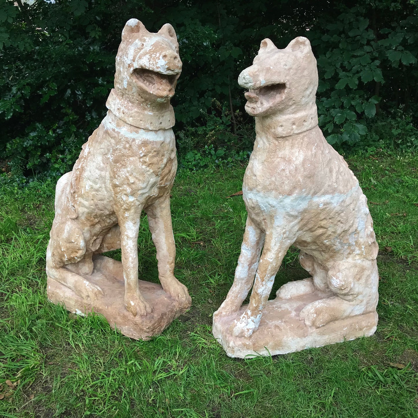 Pair of Plaster Maquette Grotesque Hounds