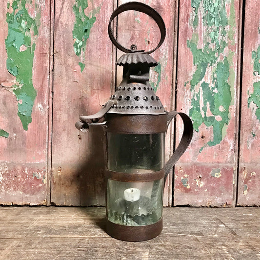 An 18th Century Pierced Sheet Iron Pendant “Tumbler” Lantern