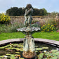 French Bronze Boy Holding Carp Fountain