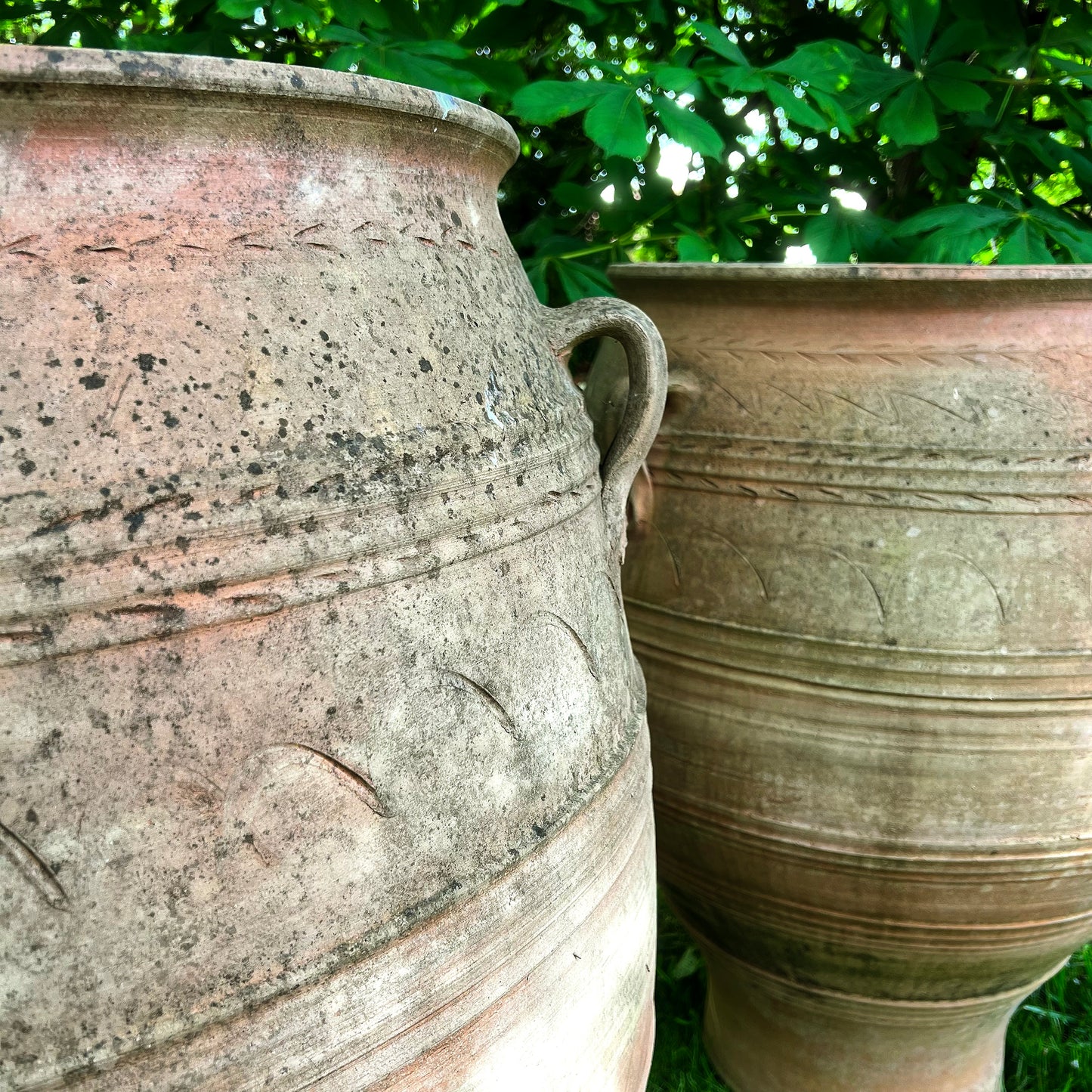 An XL Pair of Terracotta Cretan Greek Pithoi Jars