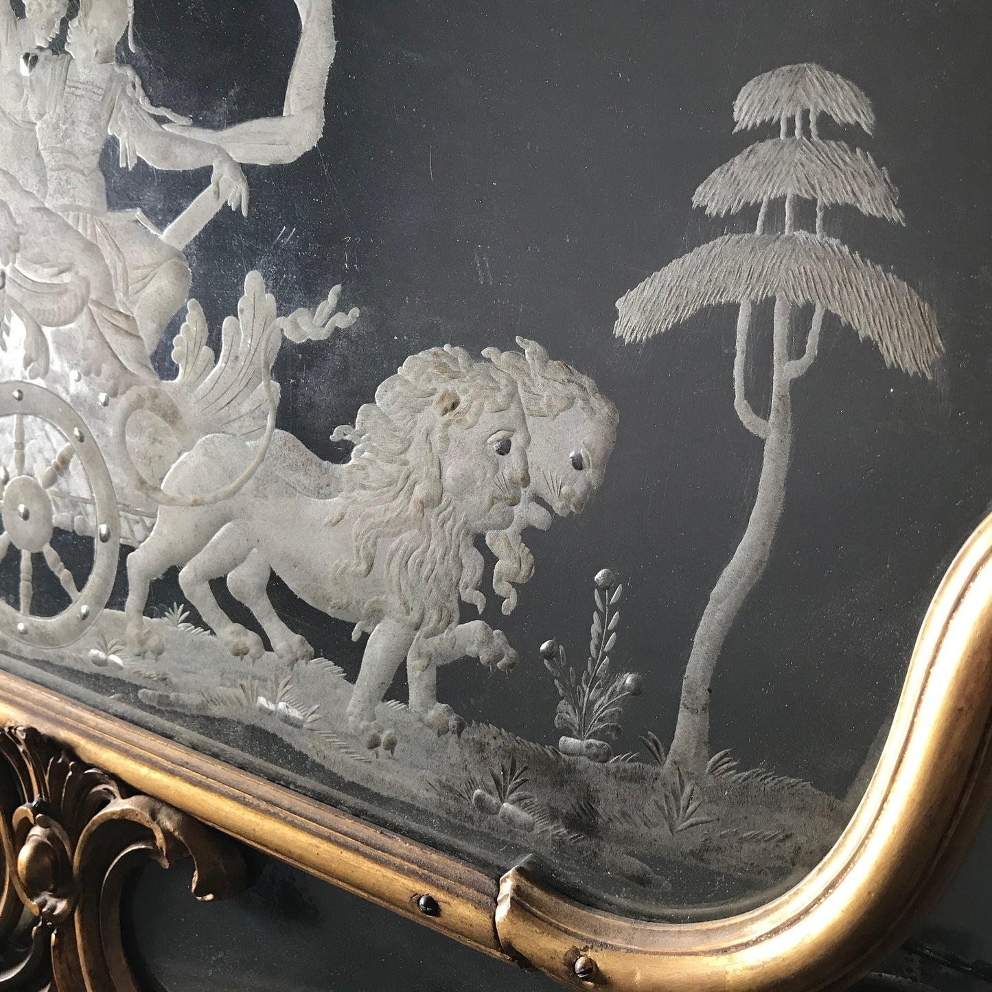 Venetian Murano Glass Engraved Sectional Mirror c.1780