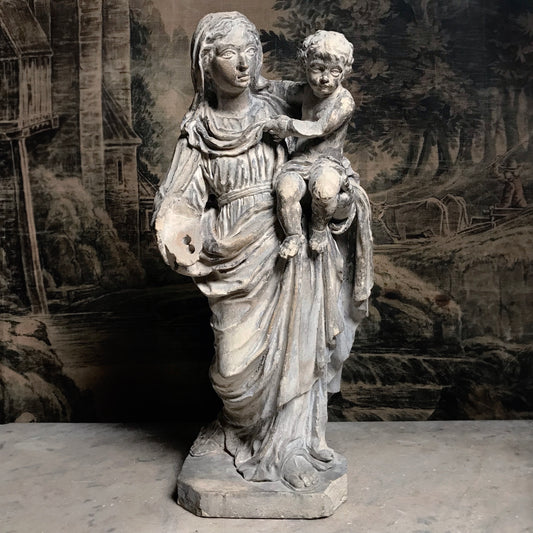 Limestone Virgin & Child Carving c.1640-1660