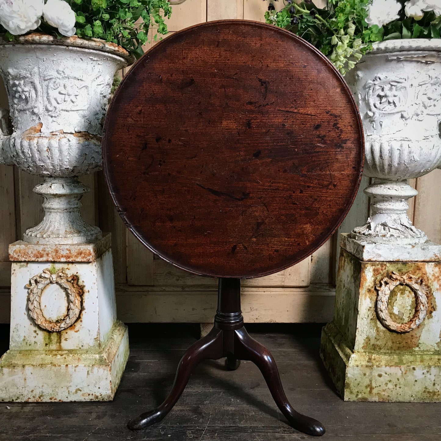 English Georgian Tilt Top Bird Cage Wine Table