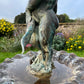 French Bronze Boy Holding Carp Fountain