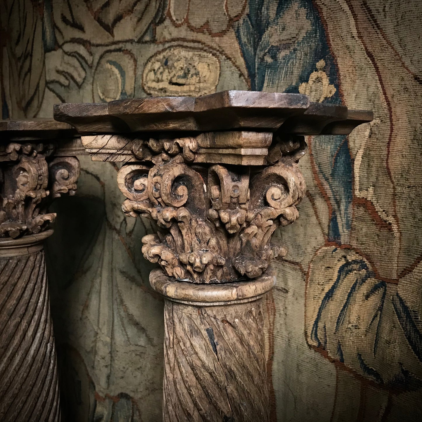 Pair of Ornately Carved Columns c.1650