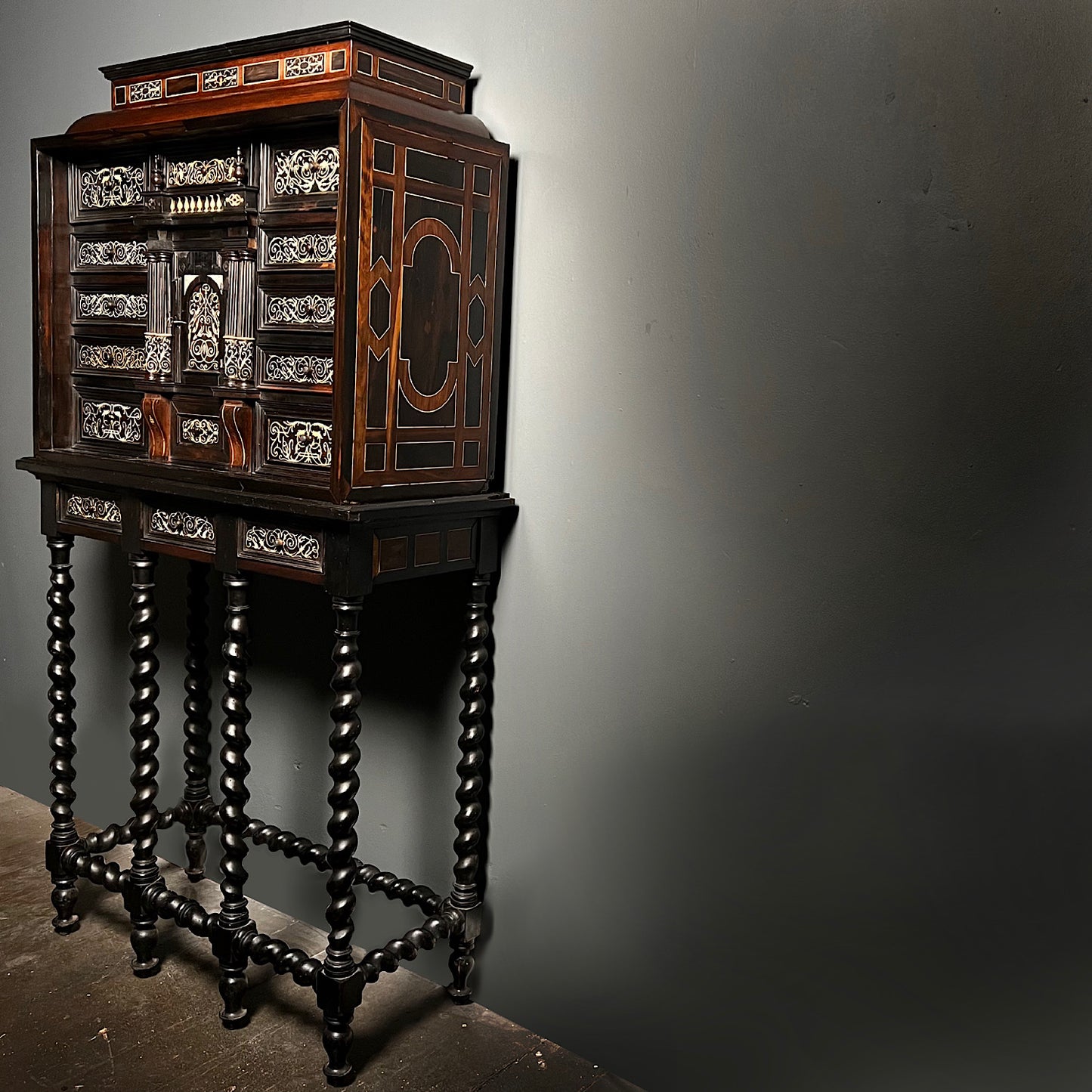 Italian Ebonised and Ivory Inlaid Cabinet on Stand c.1680