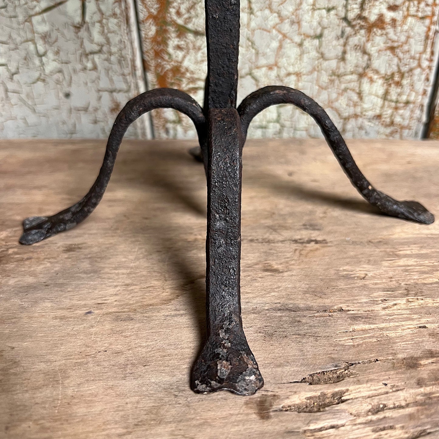 Scandinavian Wrought Iron Candle Holder c.1800