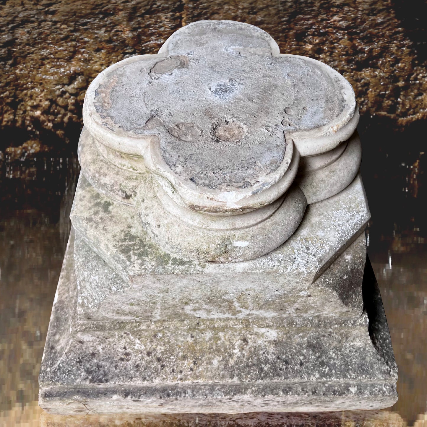 Lead Giant Clam Shell Fountain with Marble Pedestal c.1880