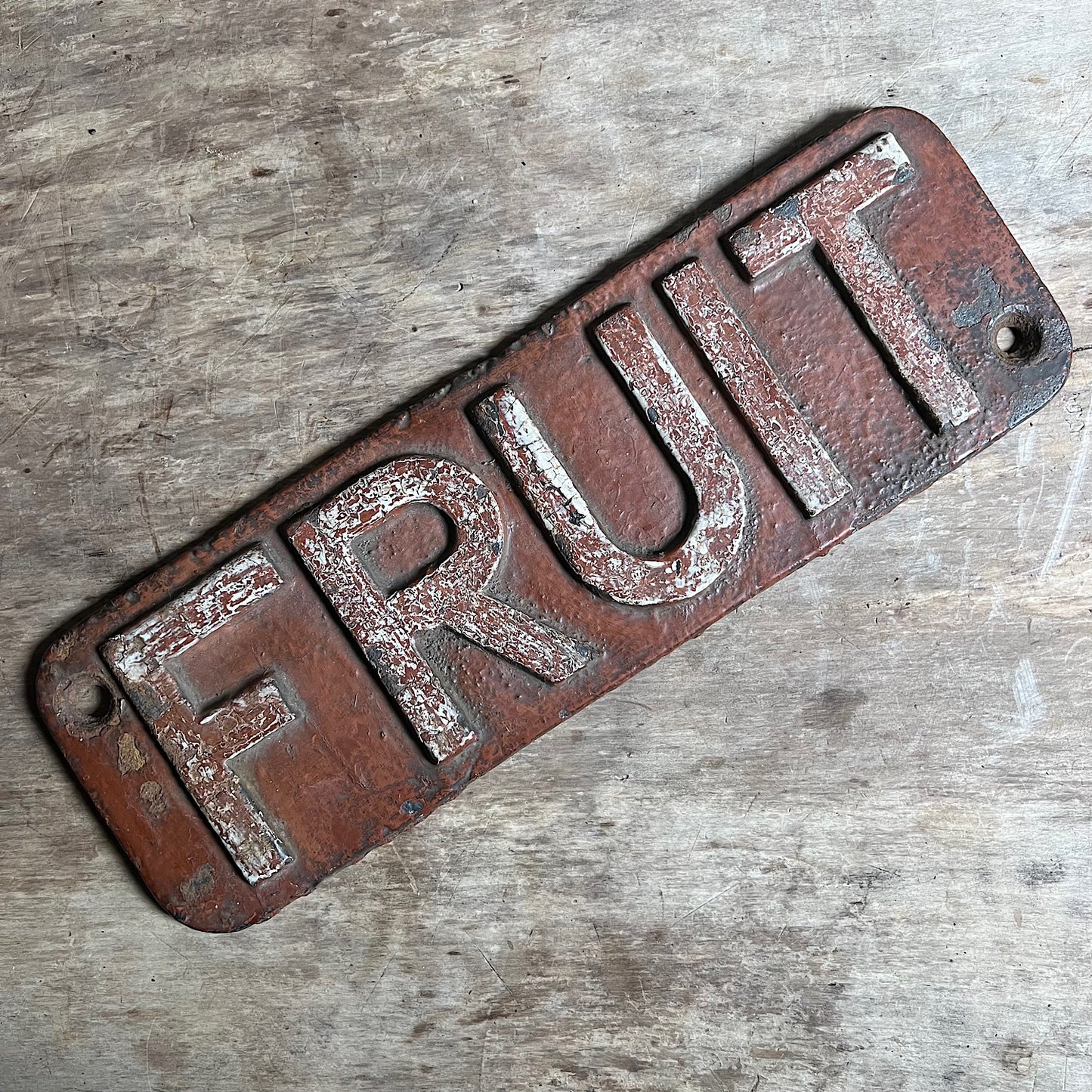 Cast Iron “FRUIT” Railway Sign c.1920