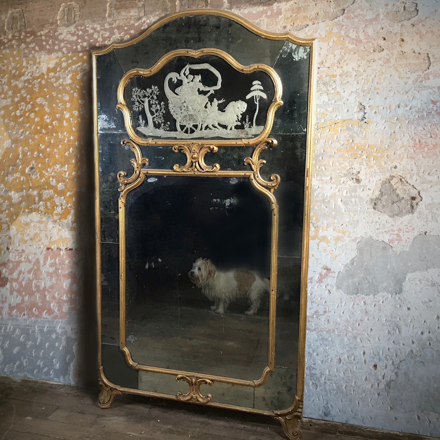 Venetian Murano Glass Engraved Sectional Mirror c.1780