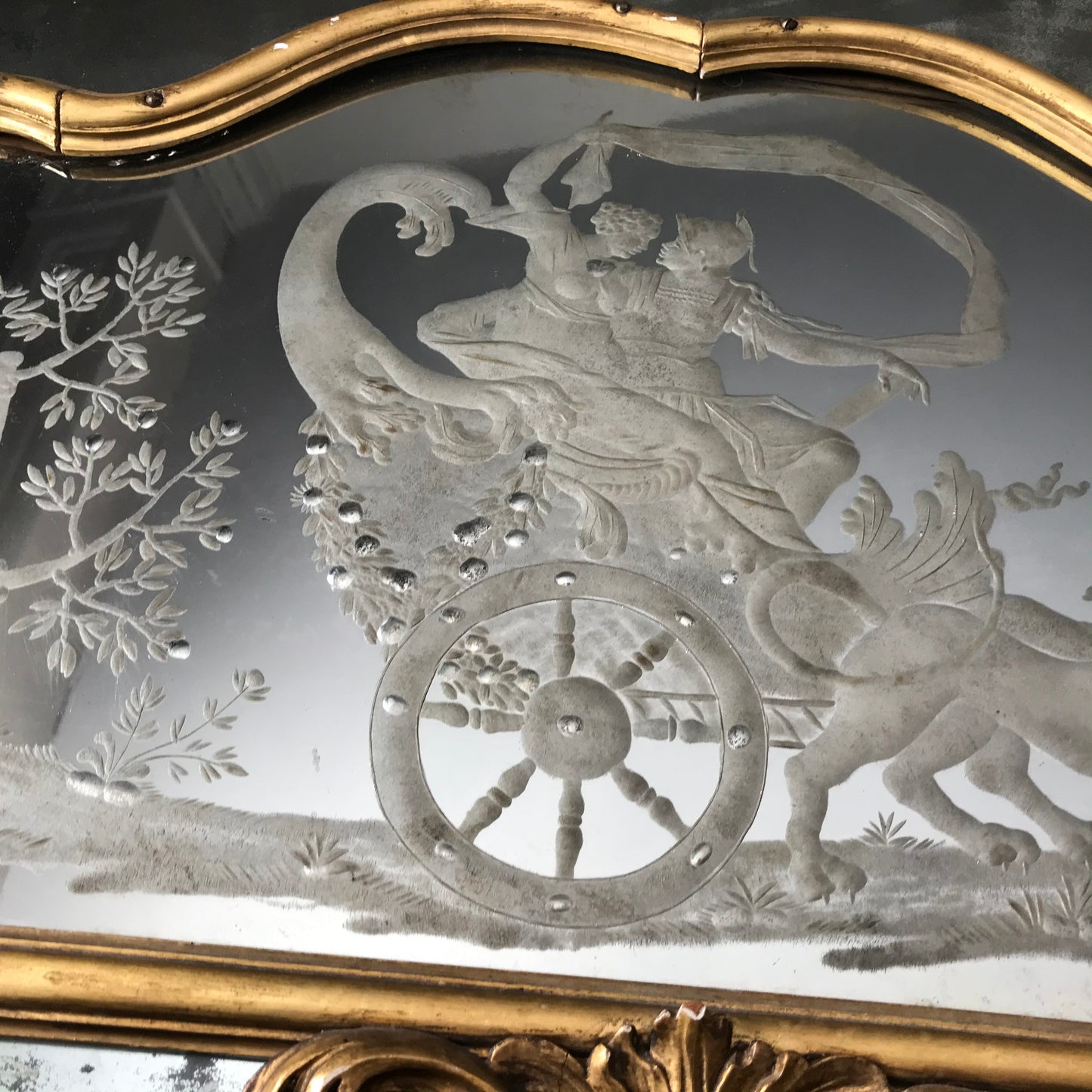 Venetian Murano Glass Engraved Sectional Mirror c.1780