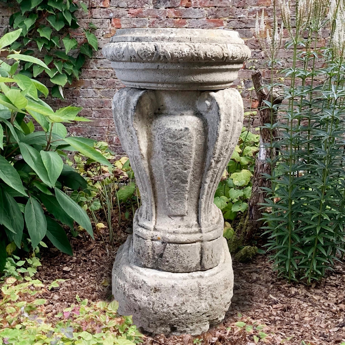 Scrolled French Sectional Carved Stone Pedestal c.1670 & Later